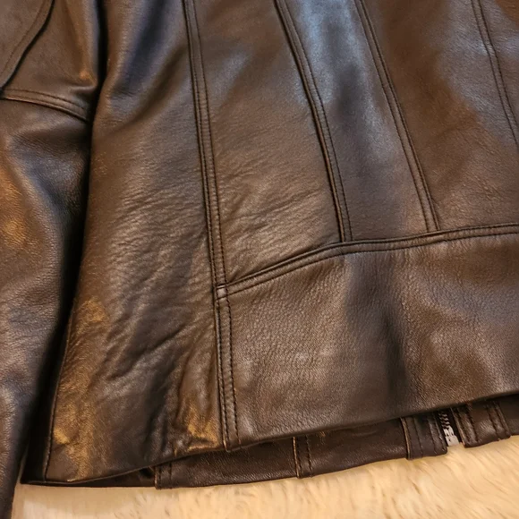 Reed Lambskin Leather Women's Black Zip Up Jacket Size Medium - Picture 11 of 14
